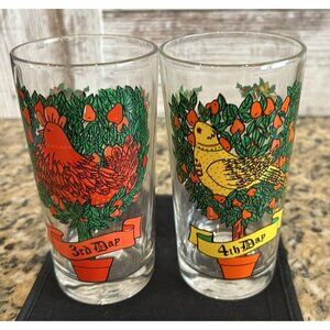Vintage 12 Days of Christmas Glasses Days 3 and 4 Glassware By Brockway